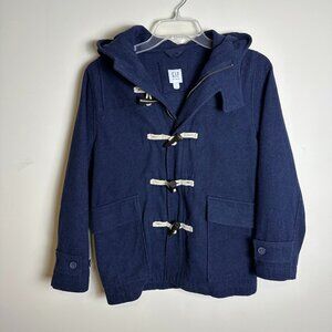 GAP KIDS Wool Blend Nautical Toggle Close Hooded Jacket Coat, Navy Blue | Sz. LG